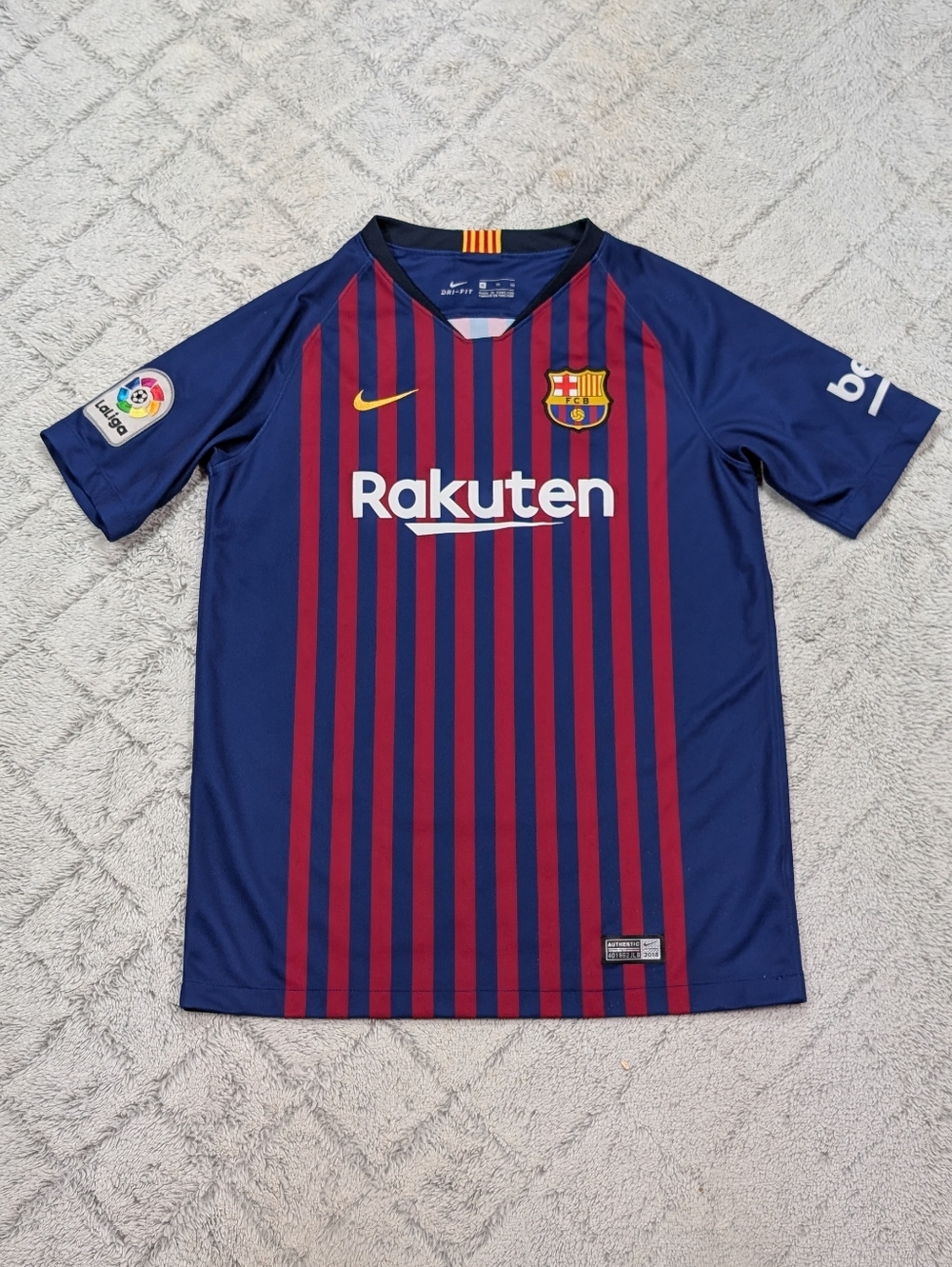 Nike Shirt Boys XL Blue FC Barcelona Home Soccer Jersey 2018 894458-456